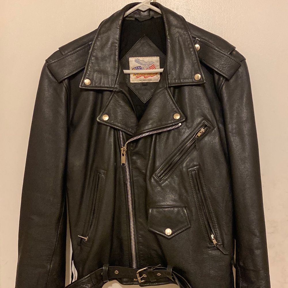 Genuine leather biker jacket
